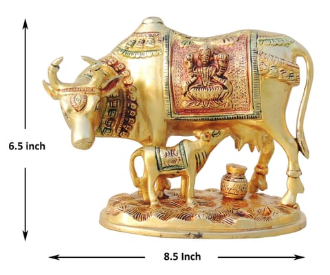 Brass Showpiece Cow With Calf Statue - 8.5*4.2*6.5 inch (BS1013 B)
