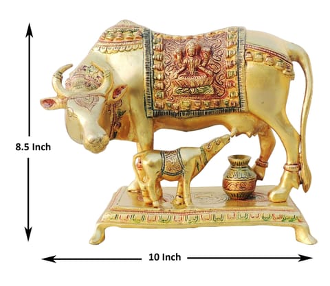 Brass Showpiece Cow With Calf Statue - 10*6.5*8.5 inch (BS1012 E)