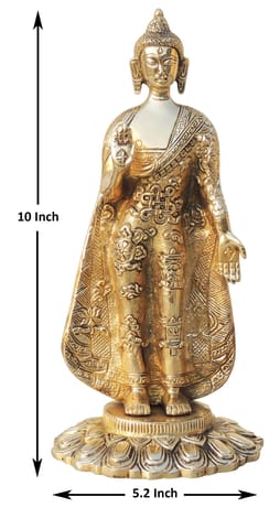 Brass Showpiece Buddha Standing Statue  - 5.2*4.5*10.5 inch (BS1578 D)