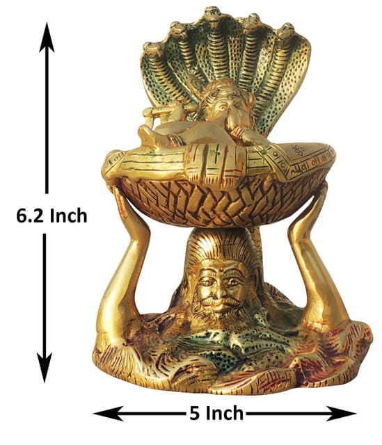 Brass Vasudev with Krishna Crossing River statue Idol - 5*4.5*6.2 Inch (BS1576 C)