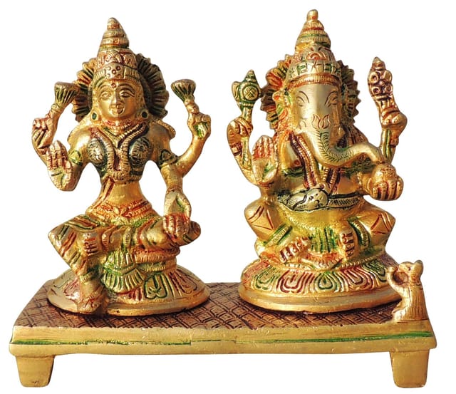 Brass Showpiece Laxmi Ganesh Statue - 6.5*5*6 Inch (BS1246 A)