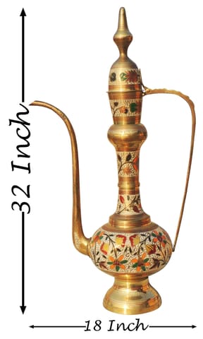 Brass Showpiece Brass Surahi, Aftaba - 18*8.5*32 Inch (F349 A)