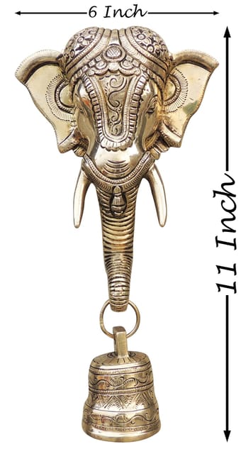 Brass Showpiece Wall Hanging Elephant Head Statue - 6*2.5*11 Inch (BS295 C)