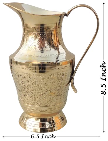 Brass Drinking Water Jug, Pitcher 1 Liter - 6.5*4.5*8.5 Inch (BC167 C)