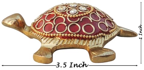 Brass Showpiece Red Tortoise - 3.5*2.6*1 Inch (AN245 C)
