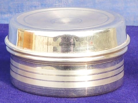Pure Silver Bhog Dibbi With 92.5 Hallmarked - 3.2*3.2*1.5 Inch (SL038 A)