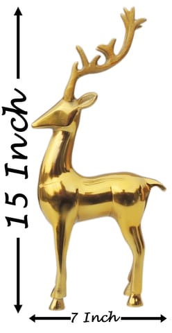 Aluminium Home Decorative Deer Showpiece Statue - 7*2.5*15 Inch (AN260 G)