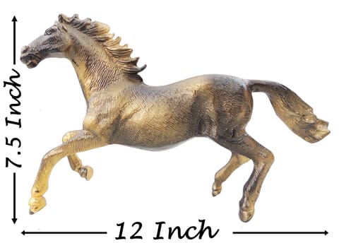 Aluminium Home Decorative Running Horse Showpiece Statue - 12*2.5*7.5 Inch (AN258 A)