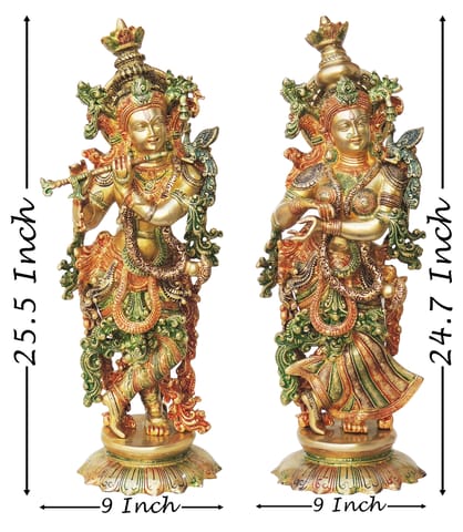 Brass Showpiece Radha Krishna God Idol Statue - 9*7.5*25.5 Inch (BS1379)