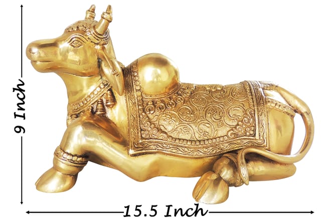 Brass Showpiece Nandi God Idol Statue - 15.5*6.8*9 Inch (BS1382 B)