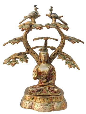 Brass Showpiece Buddha Under Tree God Idol Statue - 8*7*12.5 Inch (BS1544 D)