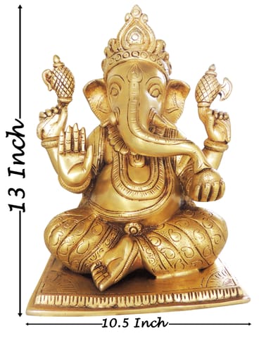 Brass Showpiece Ganesh Ji God Idol Statue - 10.5*6.5*13 Inch (BS1588 F)