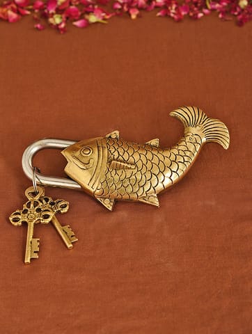 Brass Showpiece & Working Fish Shape Lock - 3*1.5*7 Inch (BS1486 A)