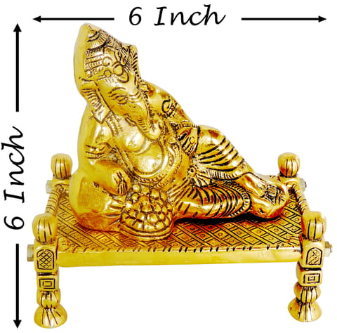 Aluminium Showpiece Bed Ganesh Statue - 6*3.2*6 Inch (AS445 G)