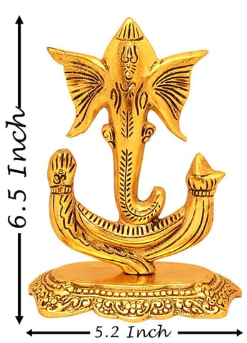 Aluminium Showpiece Trishul Ganesh Ji Statue - 5.2*3.5*6.5 Inch (AS438 G)