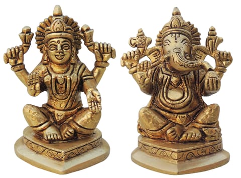 Brass Showpiece Laxmi Ganesh Pair God Idol Statue (BS1336)