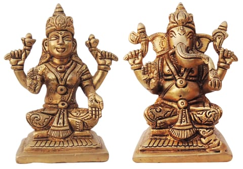 Brass Showpiece Laxmi Ganesh Pair God Idol Statue (BS1335)