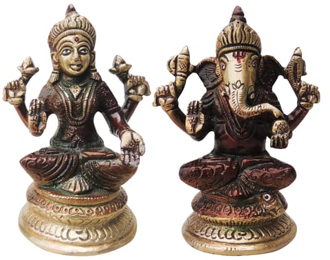 Brass Showpiece Laxmi Ganesh Pair God Idol Statue (BS1287)