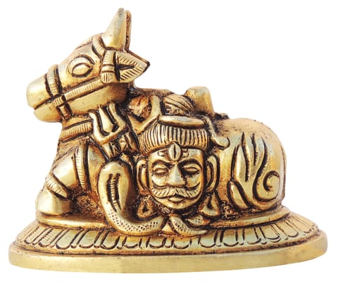 Brass Showpiece Nandi God Idol Statue - 3.2*2*2.5 Inch (BS1605 B)
