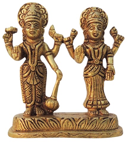 Brass Showpiece Vishnu & Laxmi Ji God Idol Statue - 4*1.2*4.5 Inch (BS1598 C)