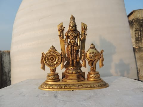 Brass Showpiece Shank Chakra Trishul Bala Ji God Idol Statue - 11.5*5*13 Inch (BS1550 J)