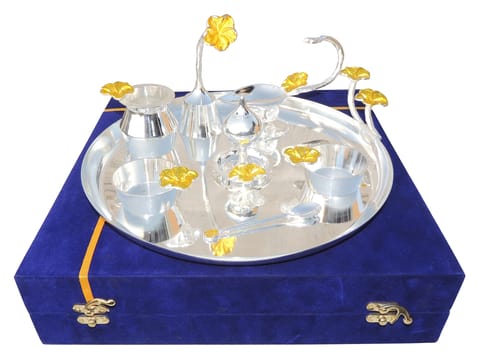 Brass Puja Thali Set  With Valvet Box  (B298 D)