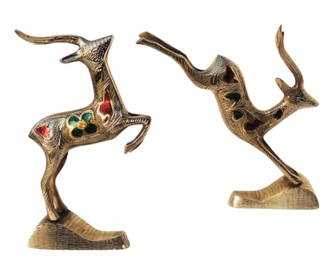 Brass Showpiece Running Deer Statue  - 1.5*6.3*6.5 Inch (AN023 B)