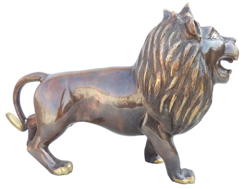 Brass Showpiece Lion Statue - 24*6.5*15 Inch (AN137)