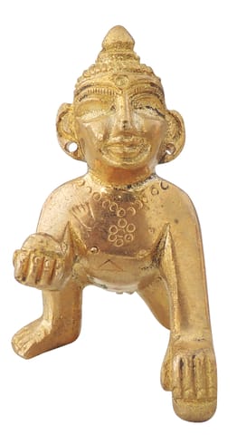 Brass Showpiece Laddu Gopal God Idol Statue - 3*1*2 Inch (BS871 L)