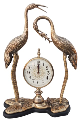 Aluminium Decorative Clock With Duck Pair, Diwali Gifting Item - 15.5*7.5*21.5 Inch (MR236 H)