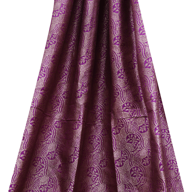 Pure Brocade Traditional Pattern Copper Zari Work -Purple - KCC167232
