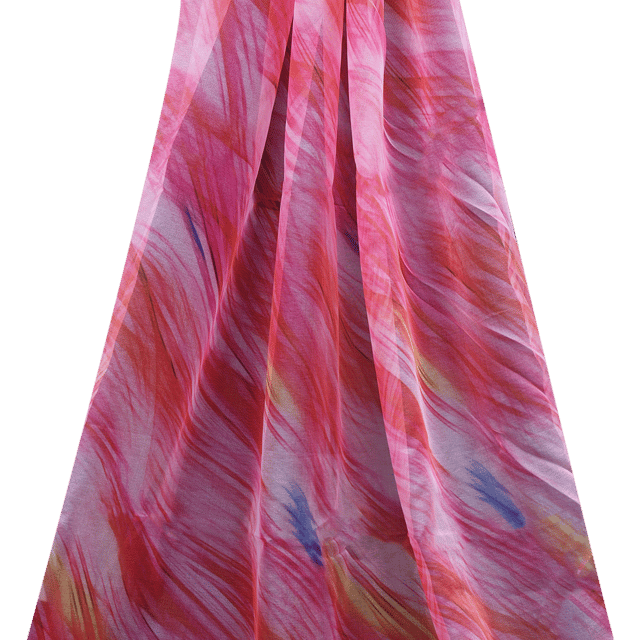 Organza Multi- Colored Wavy Stripe Print - KCC167761