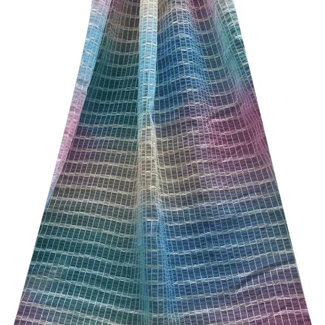 Organza Multi - Colored Stripe Print Embroidery - KCC167601
