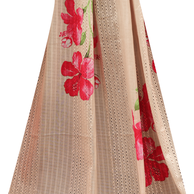 Mulmul  Floral Print Embroidery - Beige - KCC141197
