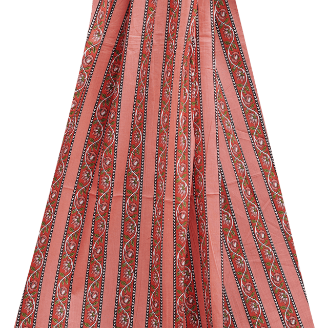 Cotton Traditional Floral Stripe Print - KCC132973