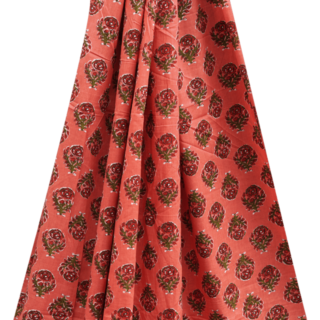 Cotton Traditional Floral Print - Carrotish Color - KCC132886
