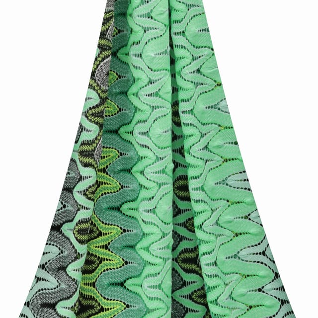 Pastel Green Forest Toned Multicoloured Woolen Zig-Zag Print