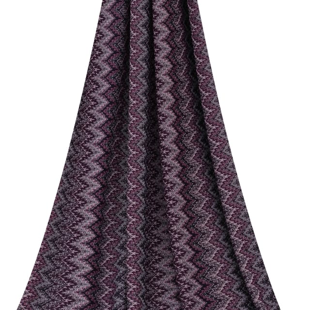 Purple Toned Shimmer Multicoloured Woolen Zig-Zag Print