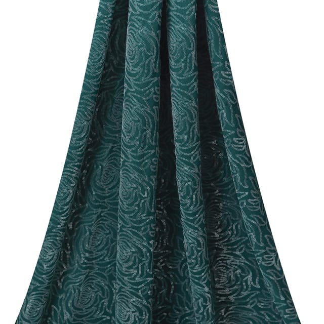 Emerald Green Sequins Embroidery Georgette
