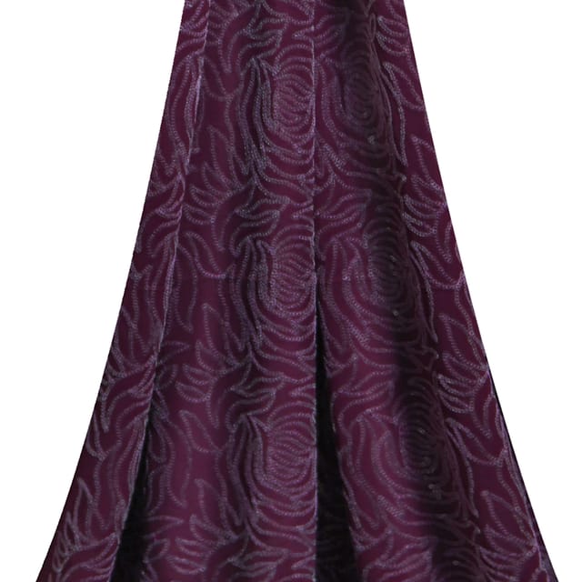 Burgundy Red Sequins Embroidery Georgette