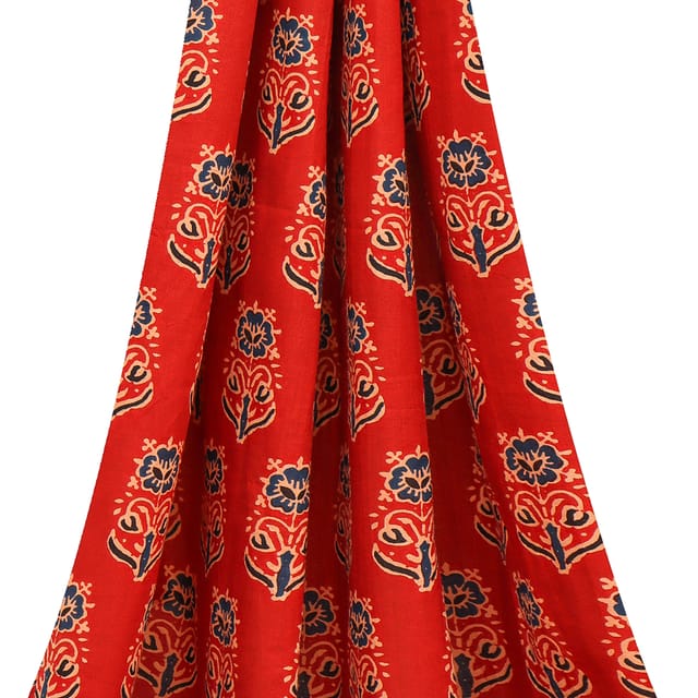 Red & Blue Cotton  Ajrak Print Fabric