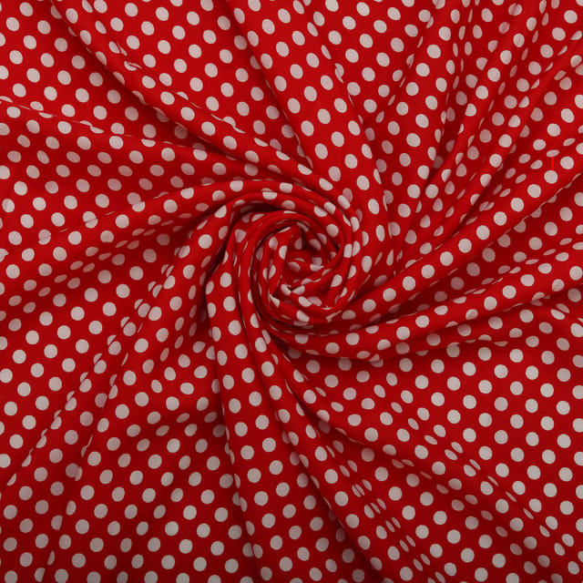 Red Crepe Polka Dot Print