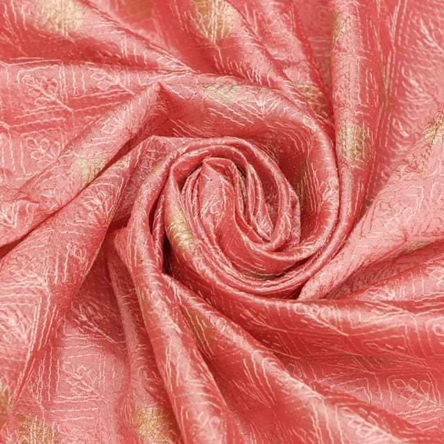 Beautiful Silver Zari Embroidery on Baby Pink Katan Dupion Fabric