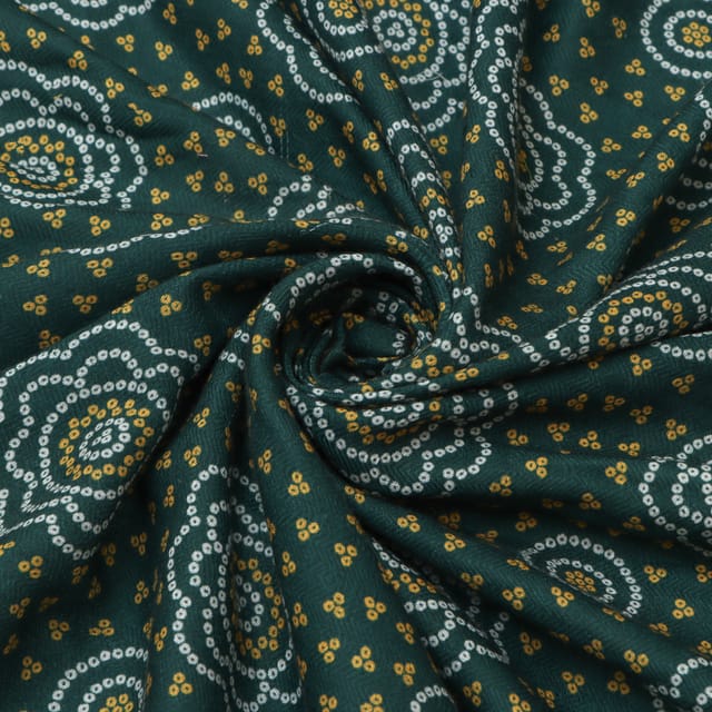 Pine Green Bhandhani Floral Print Fabric