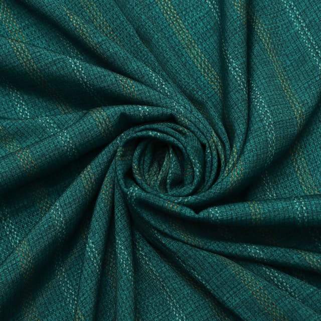 Turquoise Blue Stripe Print Satin Dobby Fabric