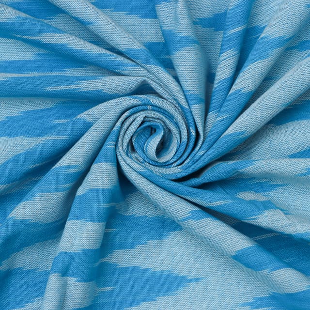 Sapphire Blue Cotton Ikat Print Fabric