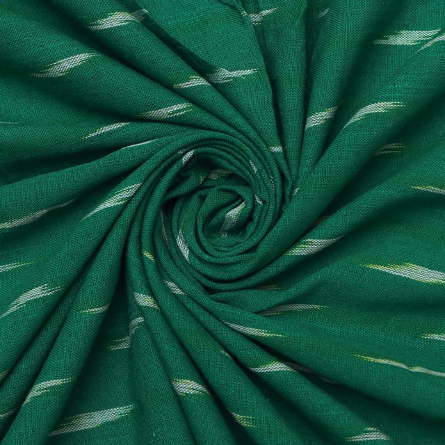 Dark Green & Grey Cotton Ikat Print Fabric