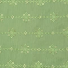 Parrot Green ChanderiFloral Thread sequins Embroidery Fabric