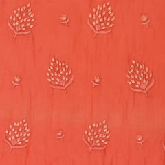 Fire Orange Katan Chanderi Sequins Embroidery Fabric