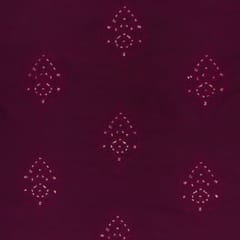 Wine Chanderi Motif Sequins Embroidery Fabric